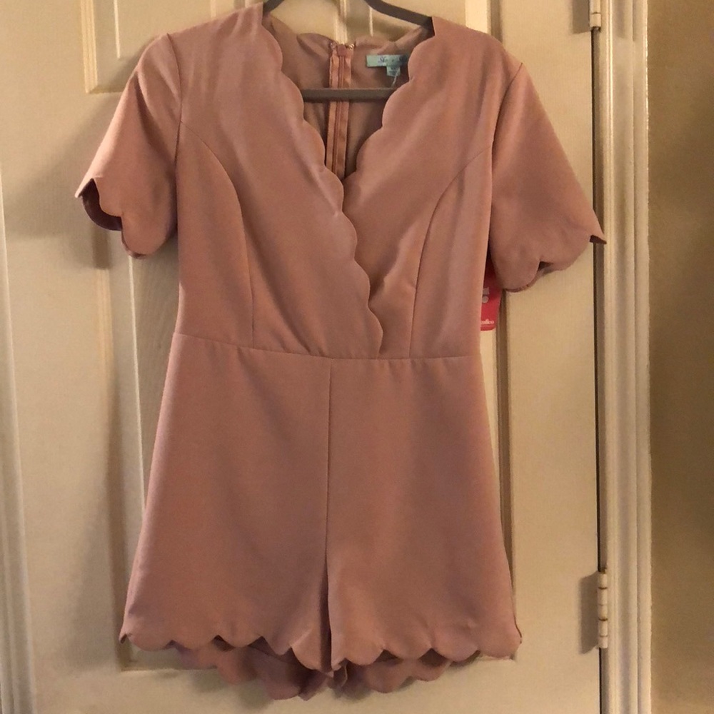Blush scalloped romper